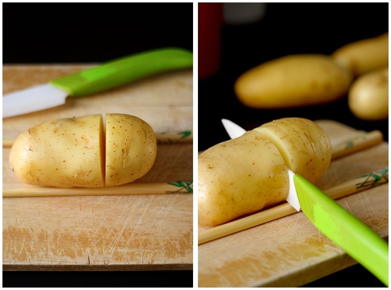 outels de Cuisine Point-Virgule Coupe Pomme de Terre pour Hasselback Potato ou Coupe l/égumes 13.5 x 9.5 x 10.5 cm