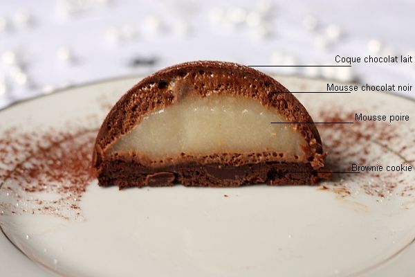 Composition du dôme à la poire et chocolat