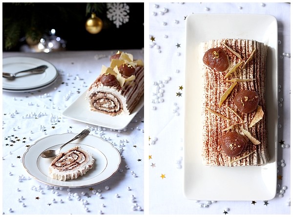 Bûche de Noël : Marrons glacés et chocolat