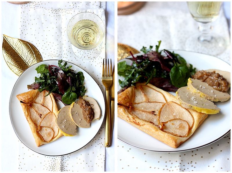 Tarte aux poires et foie gras en entrée