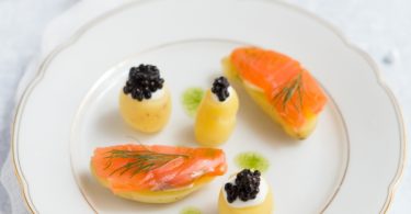 Pomme de terre, saumon fumé et caviar