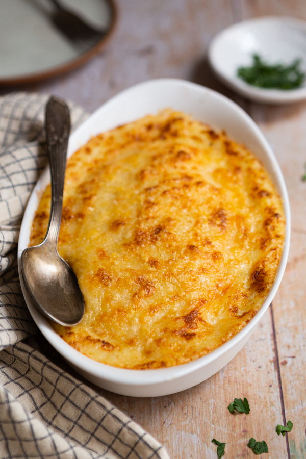 Hash Parmentier Recipe with Guinea Poultry, Grated with Comte